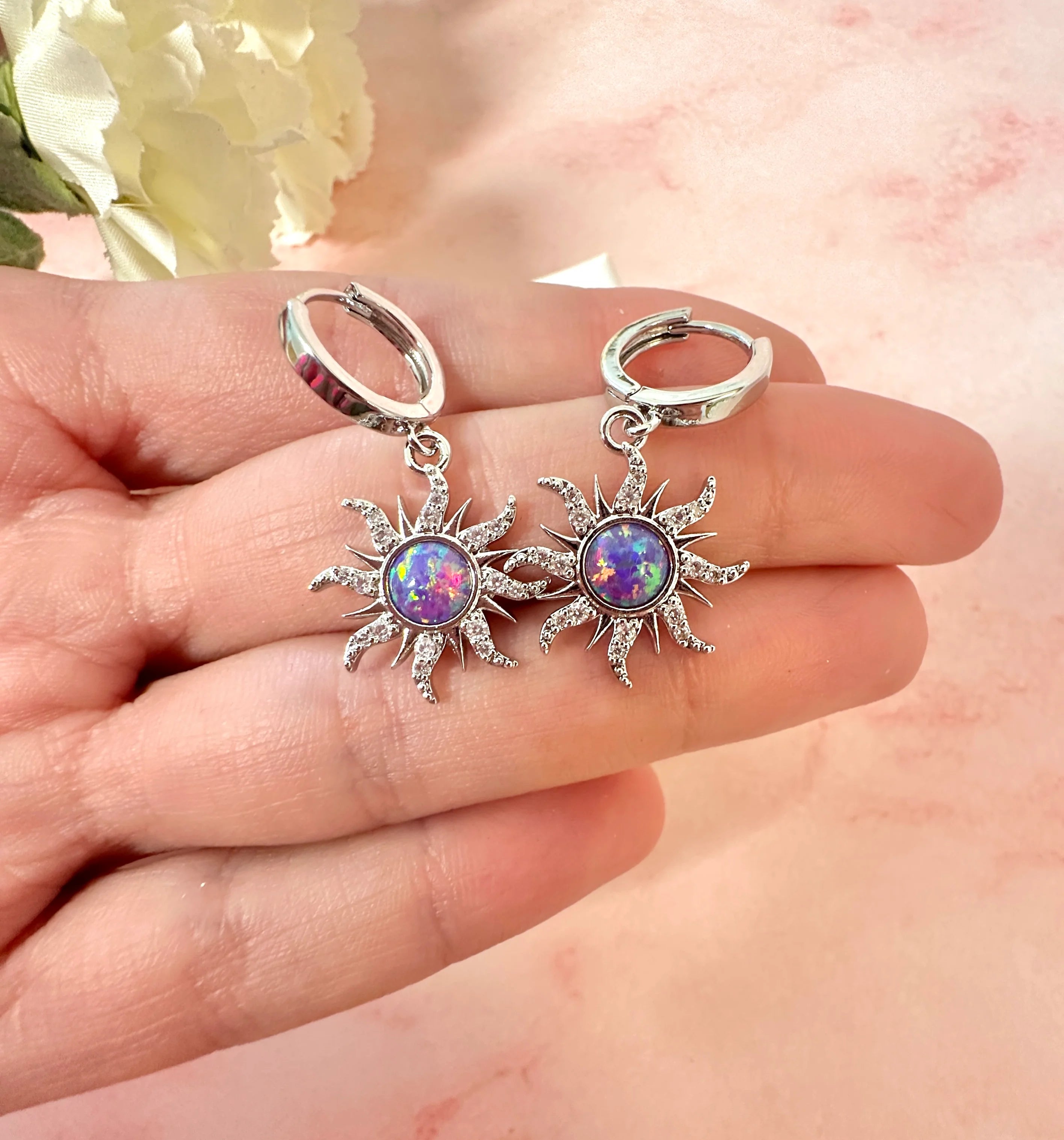 Rapunzel’s Radiant Sun Opal Earrings, Enchanted Light