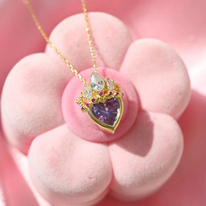 Rapunzel Crown Heart Necklace, Ever After Charm