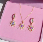 Rapunzel's Glow Sun Opal 18k Rose Gold 3 Piece Jewelry Set