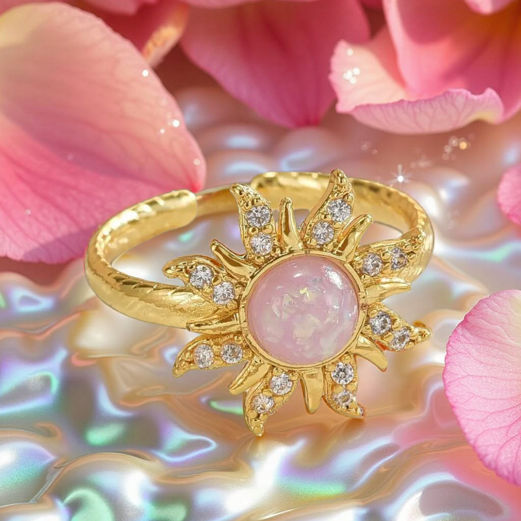 Rapunzel’s Radiant Sun Opal Ring, Moonlit Spark
