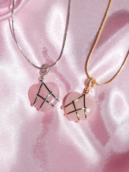 Barbie Castle Dreams Diamond Rose Quartz Heart Necklace