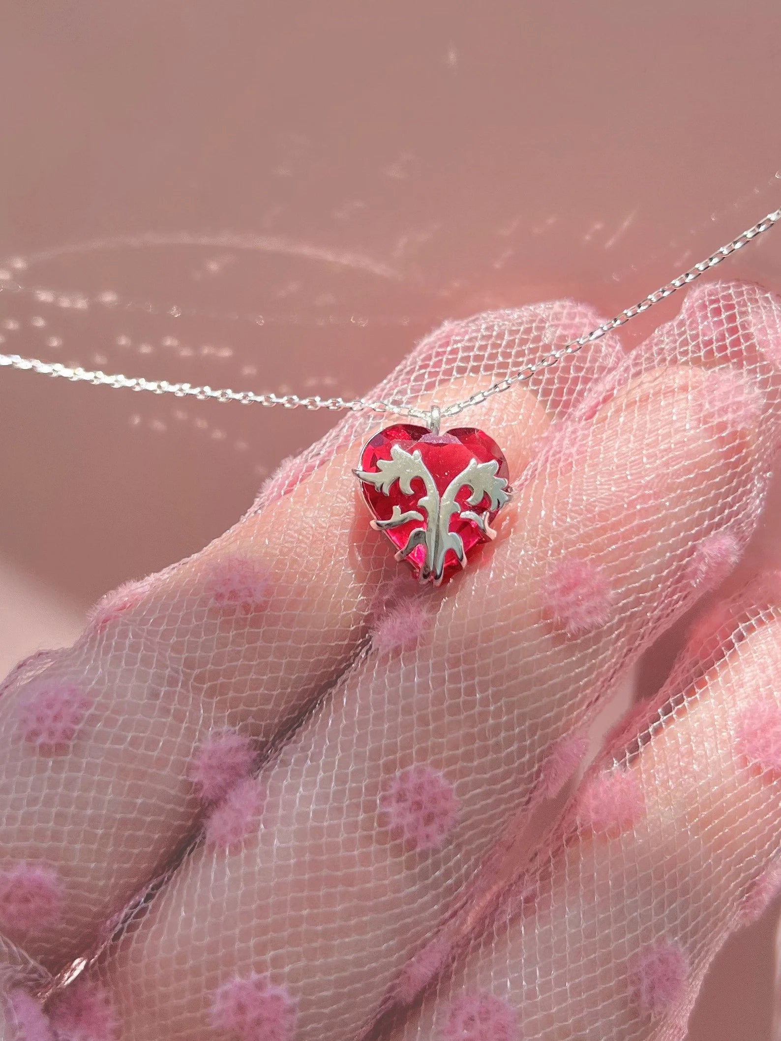 Beauty and the Beast Enchanted Rose Necklace