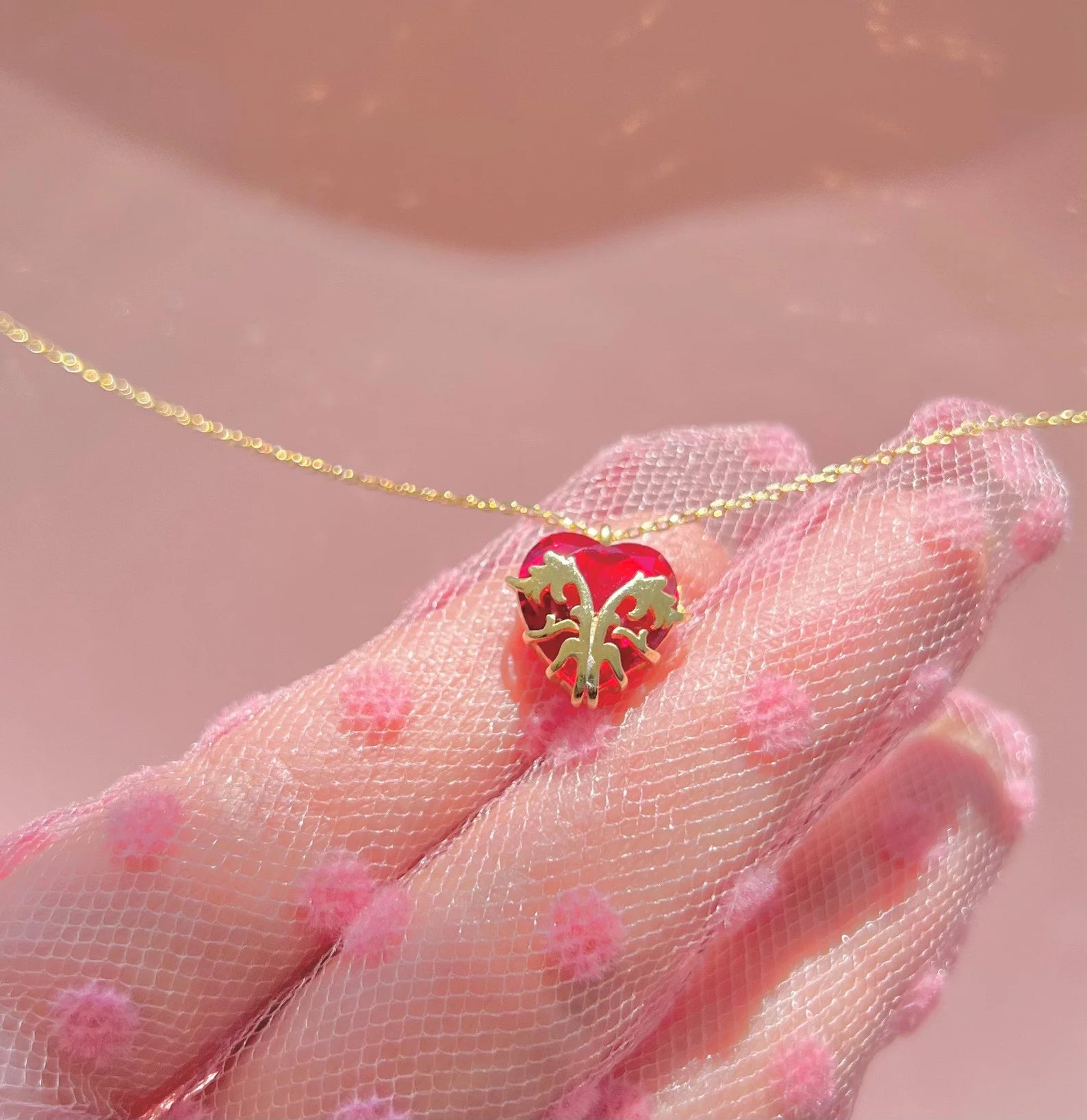 Beauty and the Beast Enchanted Rose Necklace